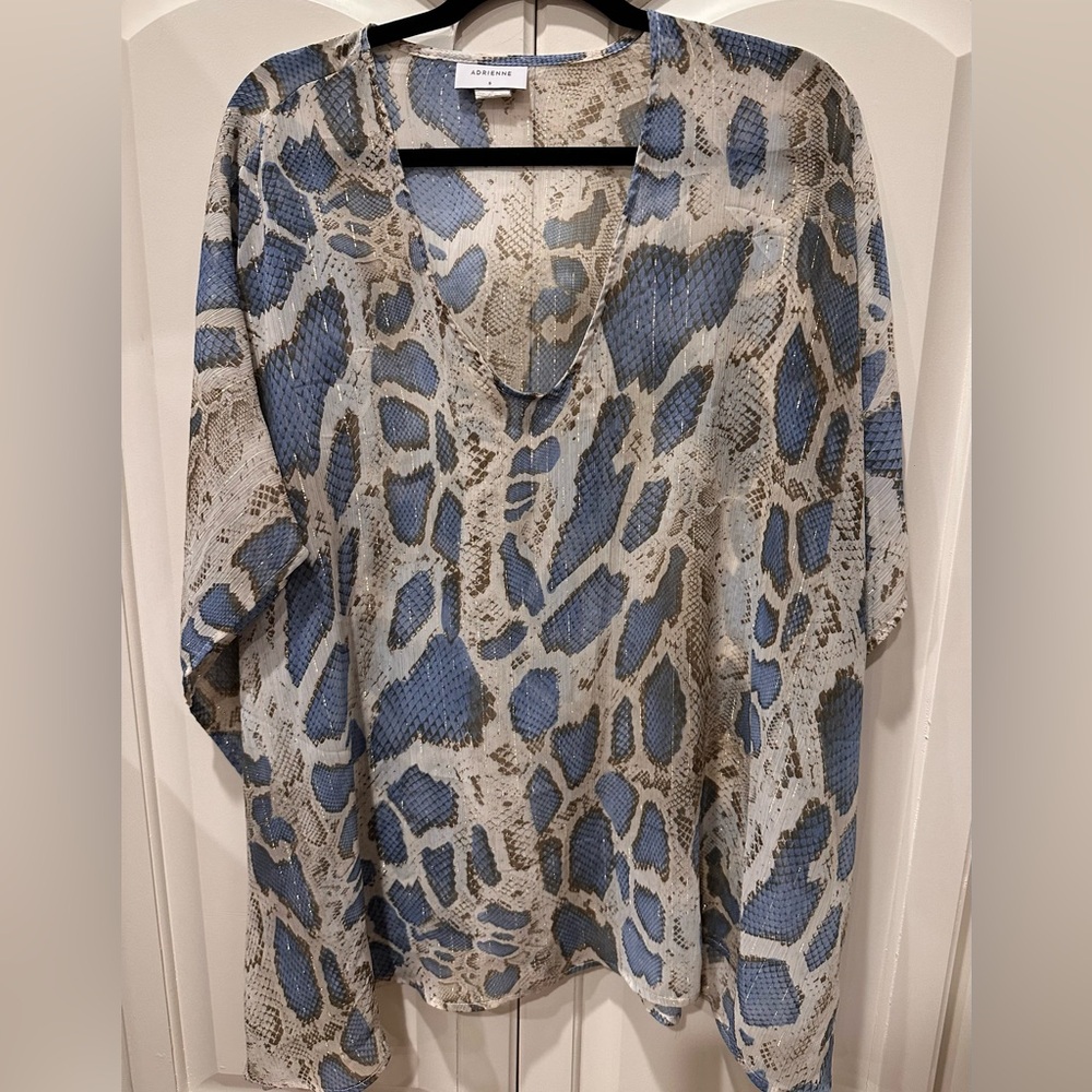 Adrienne poncho tunic blue animal print snakeskin easyfit oversized comfy small